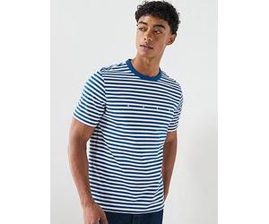 HUGO Demptee Nautical Stripe T-Shirt, Bright Blue, Size L, Men Bright Blue