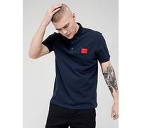 HUGO Dereso Red Patch Logo Polo Shirt, Dark Blue, Size S, Men Dark Blue