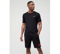 HUGO Mens Dero222 Logo-Print T-Shirt in Cotton Jersey Black