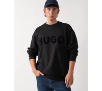 HUGO Dinex Mens Oversized-Fit Sweatshirt in Cotton Terry with Tonal Logo - Black