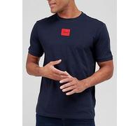HUGO Diragolino Red Patch Logo T-Shirt - Dark Blue, Dark Blue, Size S, Men Dark Blue