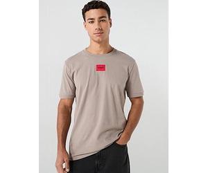 HUGO Diragolino212 Centre Patch Logo T-Shirt, Light Brown, Size L, Men Light Brown