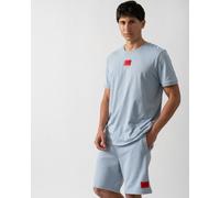 HUGO Diragolino212 Label Logo Mens T-Shirt - Open Blue 483 - Open Blue 483 - L