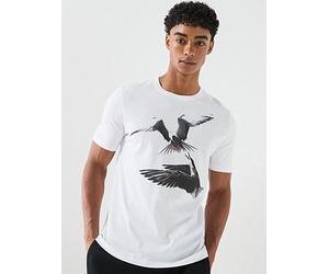 HUGO Dirunn Large Birds Graphic T-Shirt, White, Size M, Men White