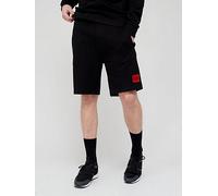HUGO Diz Red Patch Logo Jersey Shorts, Black, Size Xl, Men Black