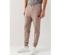 HUGO Doak212 Red Patch Logo Cuff Joggers, Light Brown, Size S, Men Light Brown
