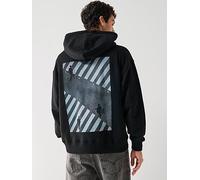 HUGO Doland Crossing Back Graphic Oversized Fit Hoodie, Black, Size M, Men Black