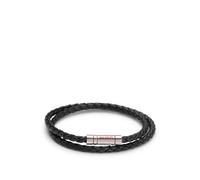 HUGO Double braided-leather cuff with logo closure - Style E-DOUBLEBRAID2-BRA, 50532309 Black pcs.