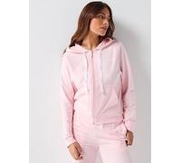 HUGO Drawstring Zip Up Hoodie, Pink, Size M, Women Pink