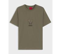 HUGO Dugolini Mens Cotton-Jersey T-Shirt with Embroidered Logo Artwork - Medium Grey 032 - Medium Grey 032 - L