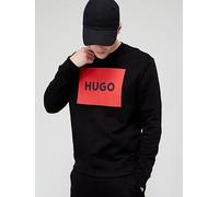 Hugo Duragol222 Large Label Logo Mens Sweatshirt - Black Cotton - Size Small