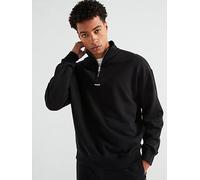 HUGO Durty244 Relaxed Fit 1/4 Zip Sweatshirt, Black, Size S, Men Black