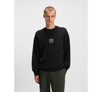HUGO Cotton-terry sweatshirt with split logo - Style Dusplited, 50542847 Black S