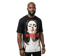 HUGO Mens Duwedie Oversized-fit T-Shirt in Cotton with Statement Artwork Black