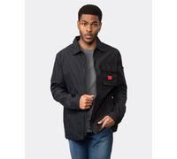 HUGO Mens Emmond Cotton-Blend Overshirt with red Logo Label