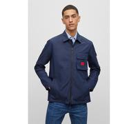 Hugo Emmond Mens Zip Overshirt - Blue Cotton - Size Large