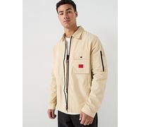 HUGO Emmond Overshirt, Beige, Size M, Men Beige