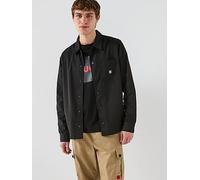 HUGO Enaso Oversized Fit Stacked Logo Overshirt, Black, Size M, Men Black