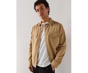 HUGO Epoldo Oversize Fit Long Sleeve Overshirt, Beige, Size L, Men Beige