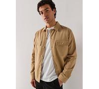 HUGO Epoldo Oversize Fit Long Sleeve Overshirt, Beige, Size S, Men Beige