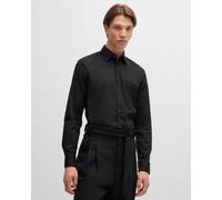 HUGO Ermo Stacked Nickel Logo Slim Fit Long Sleeve Shirt - Black, Black, Size M, Men Black