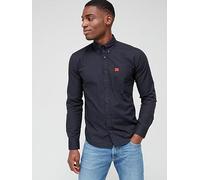 HUGO Evito Slim Fit Long Sleeve Shirt, Black, Size Xs, Men Black