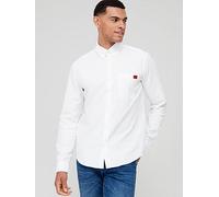 HUGO Evito Slim Fit Long Sleeve Shirt - White, Open White, Size M, Men Open White