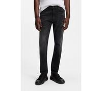 HUGO Mens 734 Black-Black Extra-Slim-fit Jeans in Stretch Denim