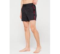 HUGO Men's Fab Logo Tape Swim Shorts, Black - Size: 32/34/35