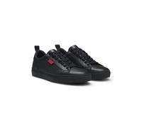HUGO Faux-leather trainers with red logo flag - Style Morrie_Tenn_napu_N, 50541210 Black 10