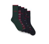 HUGO Five-pack of regular-length socks with logo details - Style 5P RS GIFT XMAS CC, 50546686 Green / Blue 6-11
