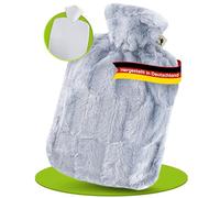 Hugo Frosch Hot Water Bottle with Faux Fur Cover and Inner Lining, Grey, One Size