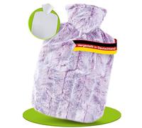 Hugo Frosch Hot Water Bottle with Faux Fur Cover and Lining | Large bed bottle made in Germany, leak-proof and durable, with cuddly cover, removable and washable