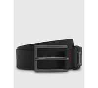 HUGO Gabriel Mens Buffalo-Leather Belt with Logo Keeper and Polished Hardware - Black 002 - Black 002 - W36