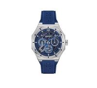 HUGO Gents & #GRAIL Skeleton & Silicon Strap Multifunction Watch, Blue, Men Blue