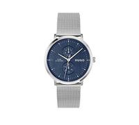 HUGO Gents HUGO STYLE Stainless Steel Mesh Bracelet & Blue Dial Watch, One Colour, Men One Colour