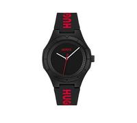HUGO Gents & #LITFORHIM Black Silicone Watch, Black, Men Black