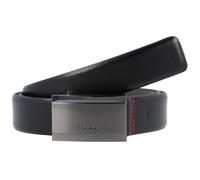 Hugo Mens Black Logo-embossed Contrast-stitch Leather Belt 38