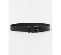 Hugo Giaspo Mens Grained-Leather Belt With Logo-Stamped Keeper - Black - Size 34 inches