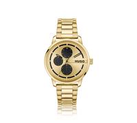 HUGO Gold-tone watch with black subeyes - Style #STAMP MULTI, HB1530385 Gold pcs.