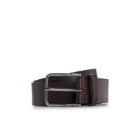 HUGO Grained-leather belt with red stitching - Style Gerik_Sz35, 50491997 Dark Brown 32