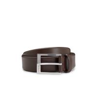 HUGO Grained-leather belt with silver-tone hardware - Style Gellot_Sz35, 50541175 Dark Brown 32