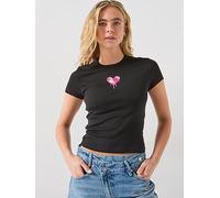 HUGO Heart Logo T-Shirt, Black, Size M, Women Black