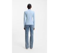 HUGO High-neck stretch-cotton top with logo badge - Style Easy Longsleeve_B, 50525318 Light Blue M