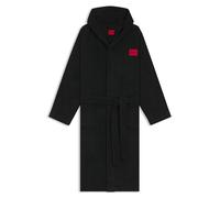 HUGO Hooded dressing gown in cotton terry with logo label - Style Terry Gown Hooded, 50503029 Black M