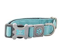 HUGO & HUDSON Dog Collar with Quick Release Safety Buckle and Quick Dry Mesh Fabric, Aqua, L