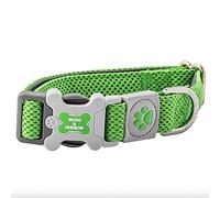 HUGO & HUDSON Dog Collar with Quick Release Safety Buckle and Quick Dry Mesh Fabric, Green, L