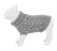 HUGO & HUDSON Knitted Dog Jumper, Luxury Cable Knit Pullover Turtleneck Sweater Vest for Puppy and Adult Dogs - Warm Dog Knitwear Clothing & Accessories - Grey - L
