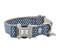 HUGO & HUDSON Nylon Dog Collar with Quick Release Safety Buckle, Navy Star, XS