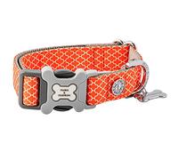 HUGO & HUDSON Nylon Dog Collar with Quick Release Safety Buckle, Orange Geometric, S